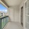 a balcony with blue railing