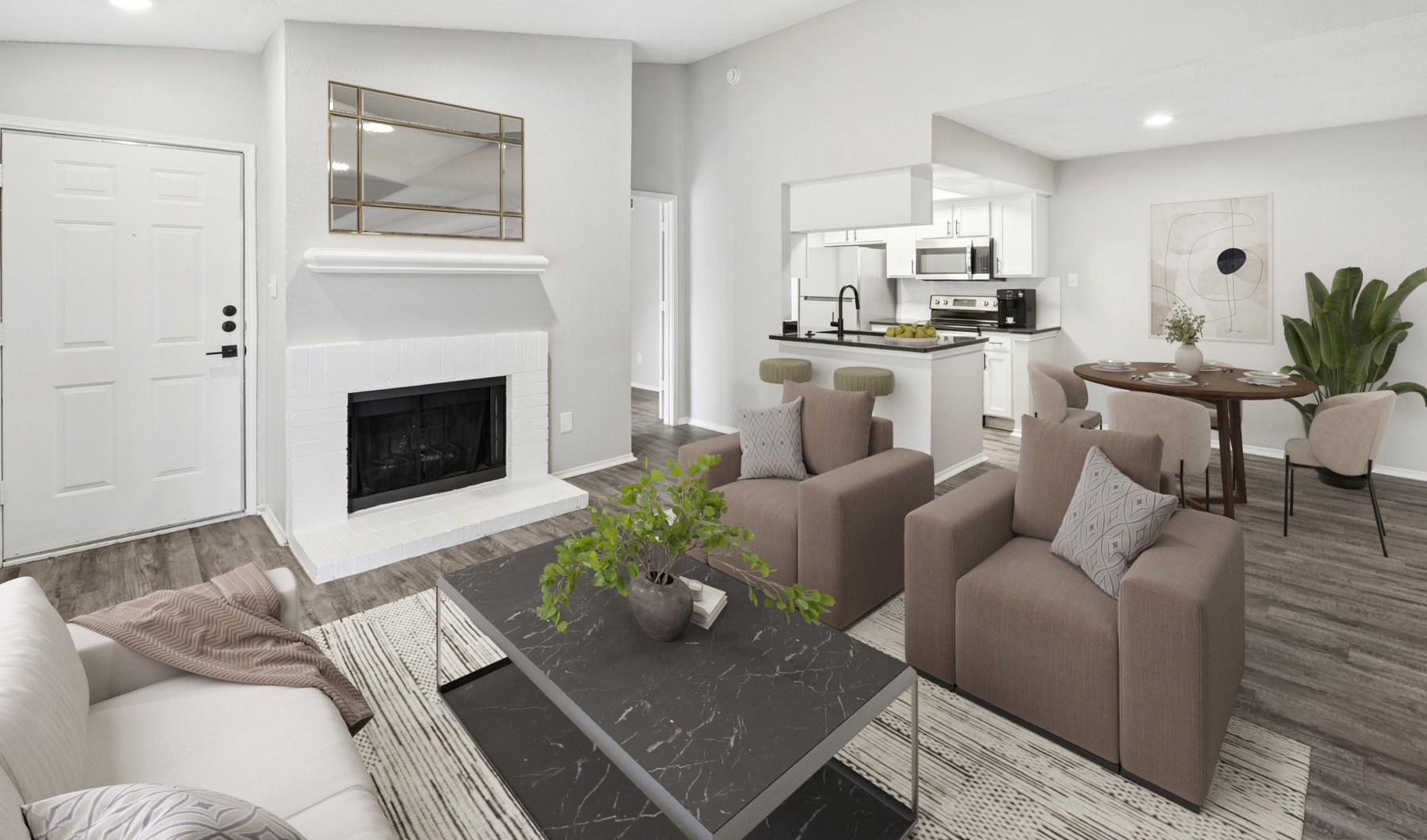 living room with fireplace